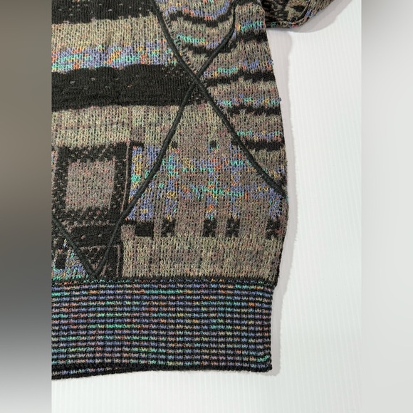 Vintage Mondo di Marco Men's Gray Black Cotton Linen Sweater Size M Italy Cosby - Picture 8 of 12